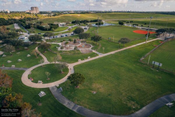 Aerial drone photo of Dryer Park playground