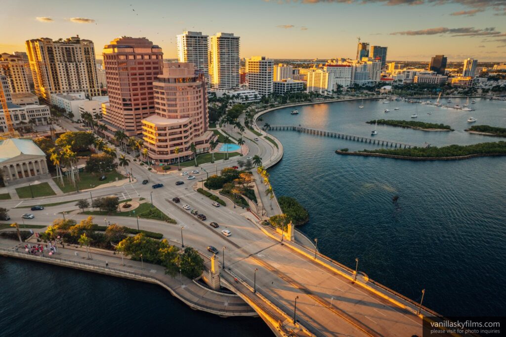 Drone photo of Phillips Point building in West Palm Beach