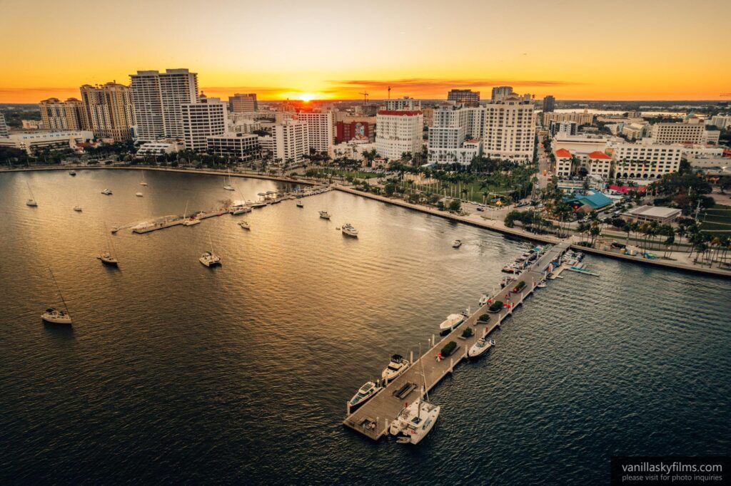 Aerial photo of west palm beach intercostal and waterfront