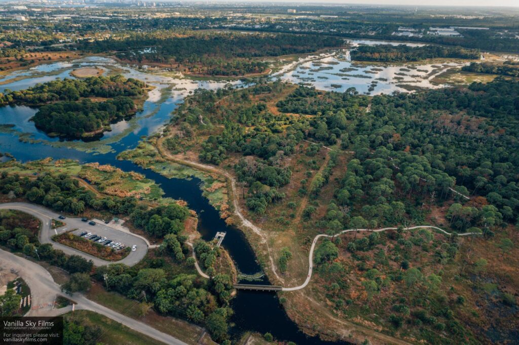 Drone photo of Winding Waters Walking Trail