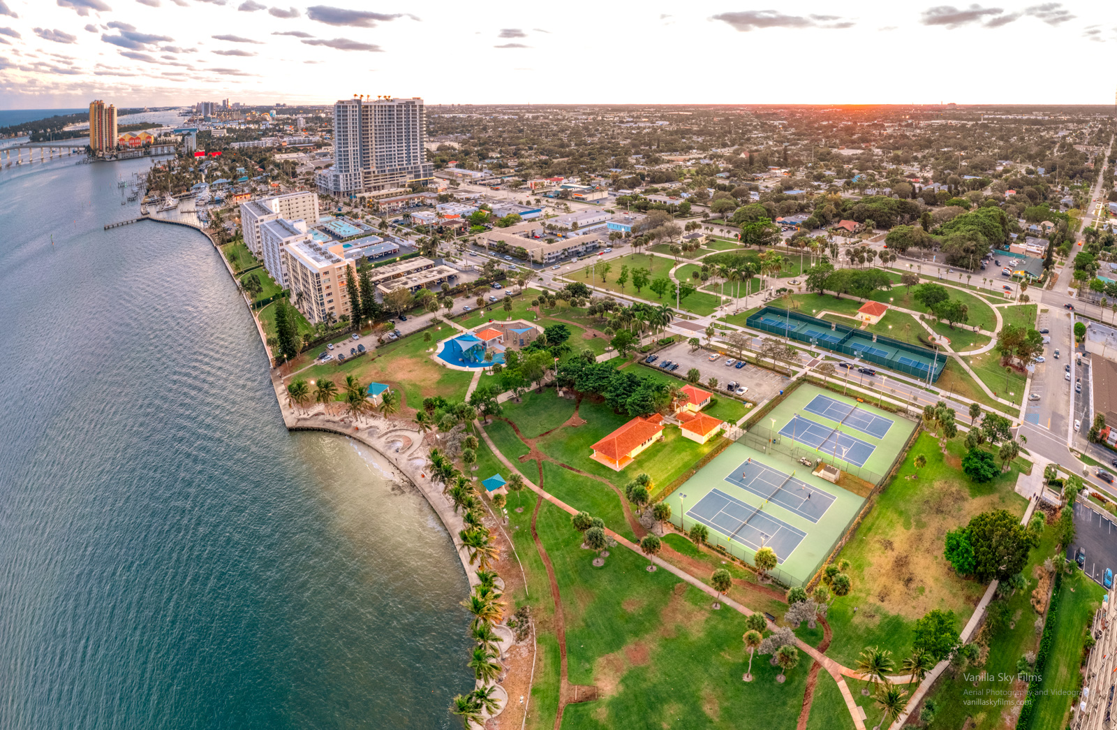 Stunning Aerial drone photo of kelsey park in lake park.